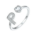 thumbnail image 1 of Silvora Sterling Silver Initial Heart Engagement Ring for Women Cubic Zirconia Thumb Rings Pinky Ring Jewelry Gift for Wife Mother Girlfriend, P, 1 of 8