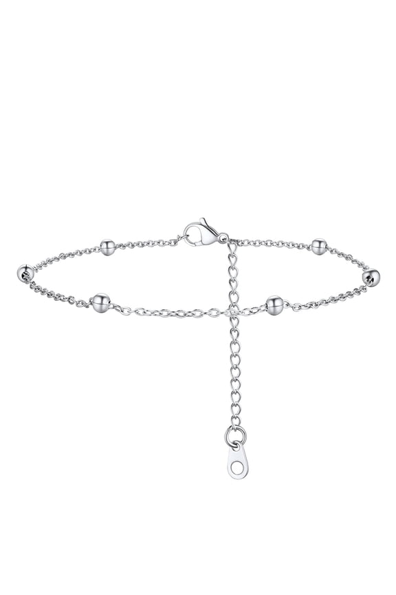 Beaded Chain Anklet for Women Stainless Steel Ankle Bracelet Dainty Adjustable Foot Chain Waterproof Summer Beach Jewelry Gifts for Daughter Birthday Mothers Day Christmas