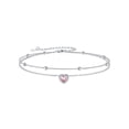 thumbnail image 1 of Silvora Birhstone Ankle Bracelets for Women 925 Sterling Silver Layered Waterproof Anklets Beaded Chain Heart Gemstone Summer Beach Trendy Jewelry Birthday/Mothers Gift, October, 1 of 5