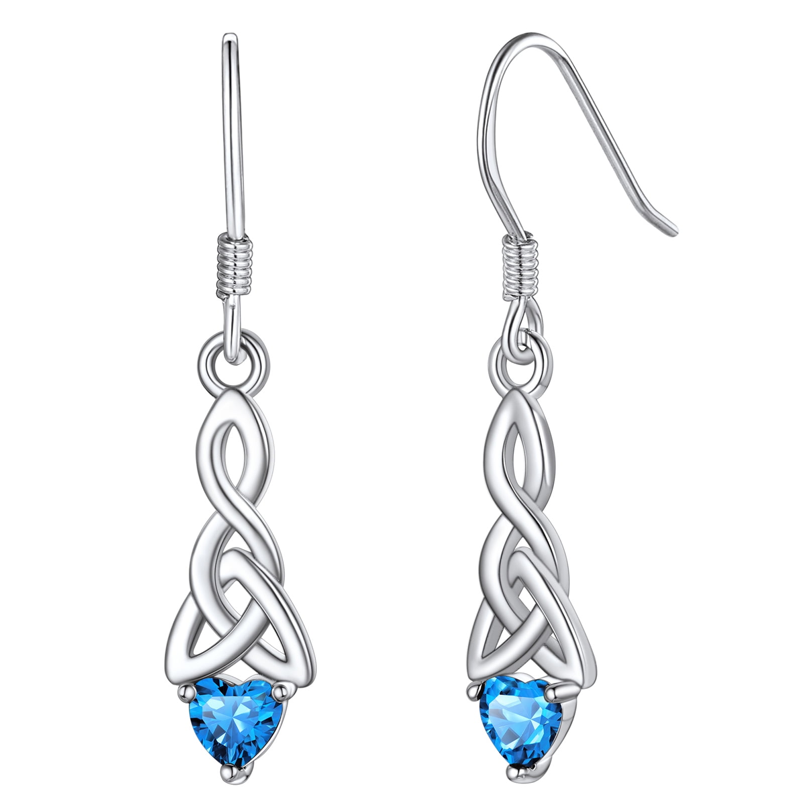 Silvora Birthstone Dangle Earrings for Women Vintage Celtic Knot Sterling Silver Drop Earrings December Birthday Jewelry Gift