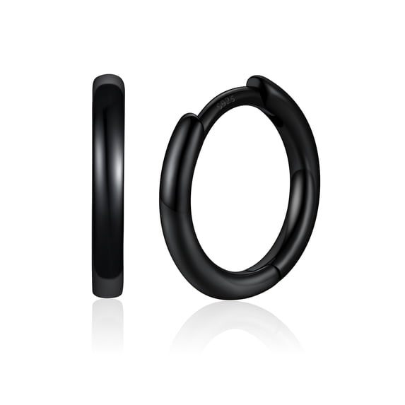 Silvora Black Huggie Hoop Earrings for Women Tiny Hoop Earrings, Hypoallergenic Lightweight Cartilage Earrings Jewelry Gifts for Daughter Graduation 8mm