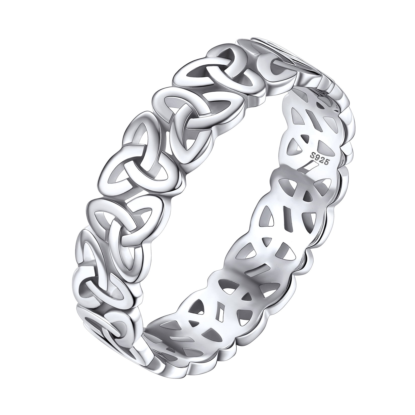 CLARA Real 925 Sterling Silver Cross Band Ring Size Adjustable, Rhodiu