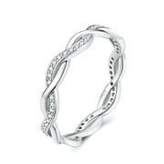 SILVORA Stackable Rings for Women Sterling Silver Twisted Wedding Bands Cubic Zirconia Jewelry Gifts Size 4-12