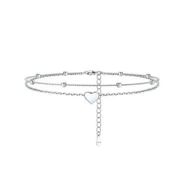 Silvora Sterling Silver Anklet Bracelets For Women, Initial Heart Anklet For Girls Letter H Foot Summer Boho Beach Jewelry Gift