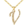 thumbnail image 1 of Silvora Gold Plated Initial Necklace for Women CZ Crystal Personalized Letter V Pendant Necklace Shiny Dainty Jewelry Gifts for Daughter Birthday Thanksgiving, 1 of 7