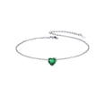 thumbnail image 1 of Silvora Heart Anklet Bracelet for Women May Green Emerald Sterling Silver Anklet Summer Beach Foot Jewelry for Her Wife Daughter Mom, 1 of 9