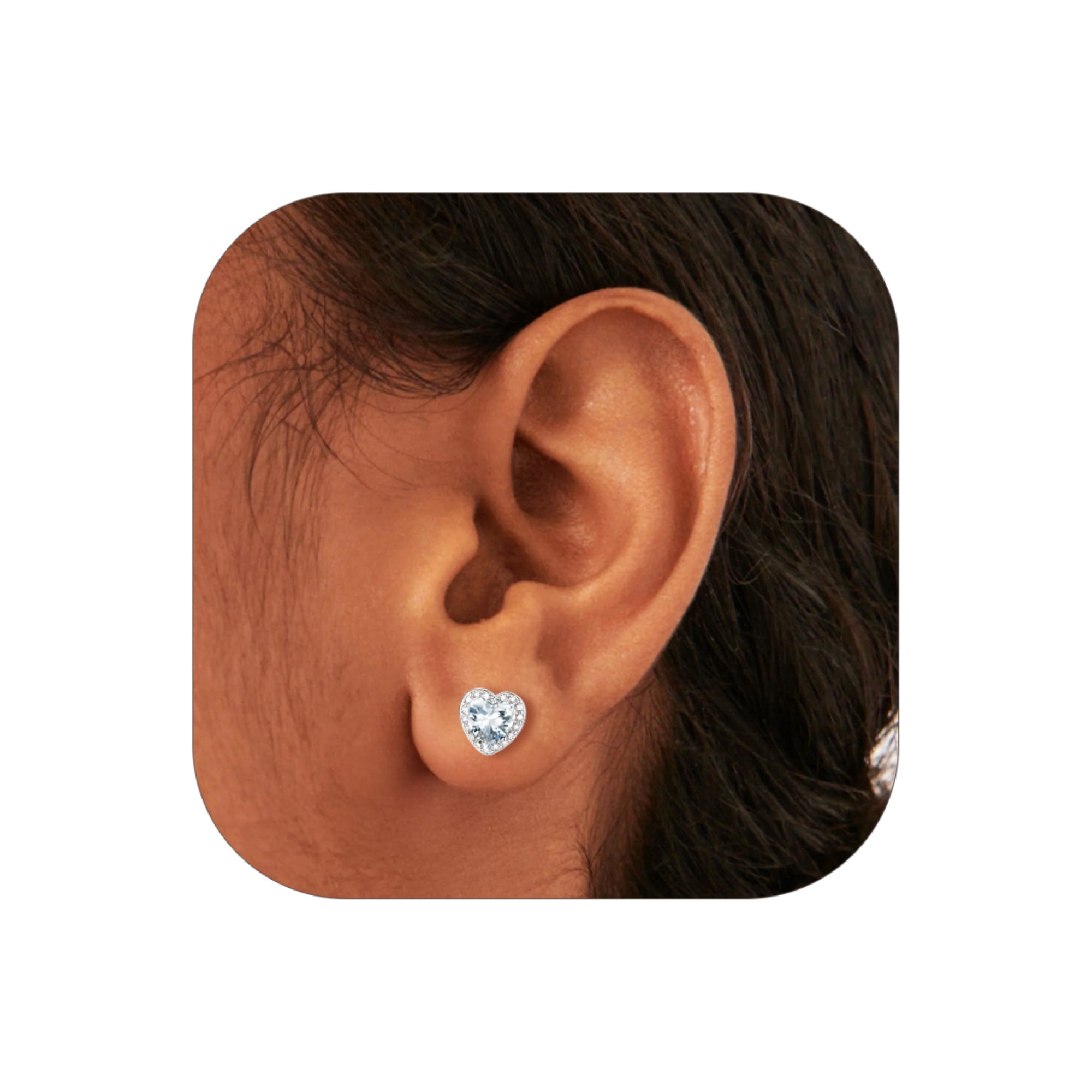 Silvora 925 Sterling Silver Heart Stud Earrings for Women April Birthstone Elegant Earring Birthday, Anniversary, Christmas Jewelry Gift