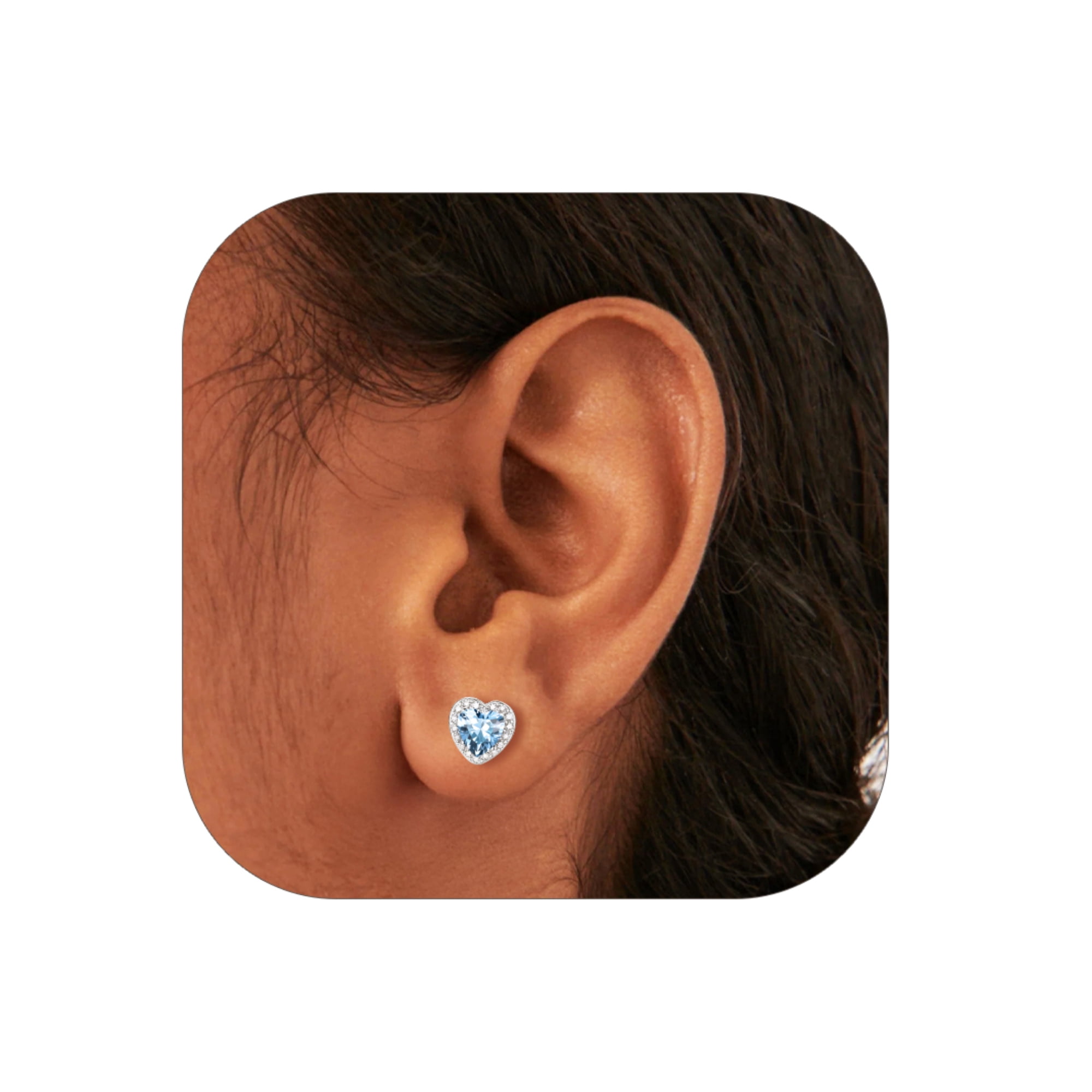 Silvora 925 Sterling Silver Heart Stud Earrings for Women March Birthstone Elegant Earring Birthday, Anniversary, Christmas Jewelry Gift