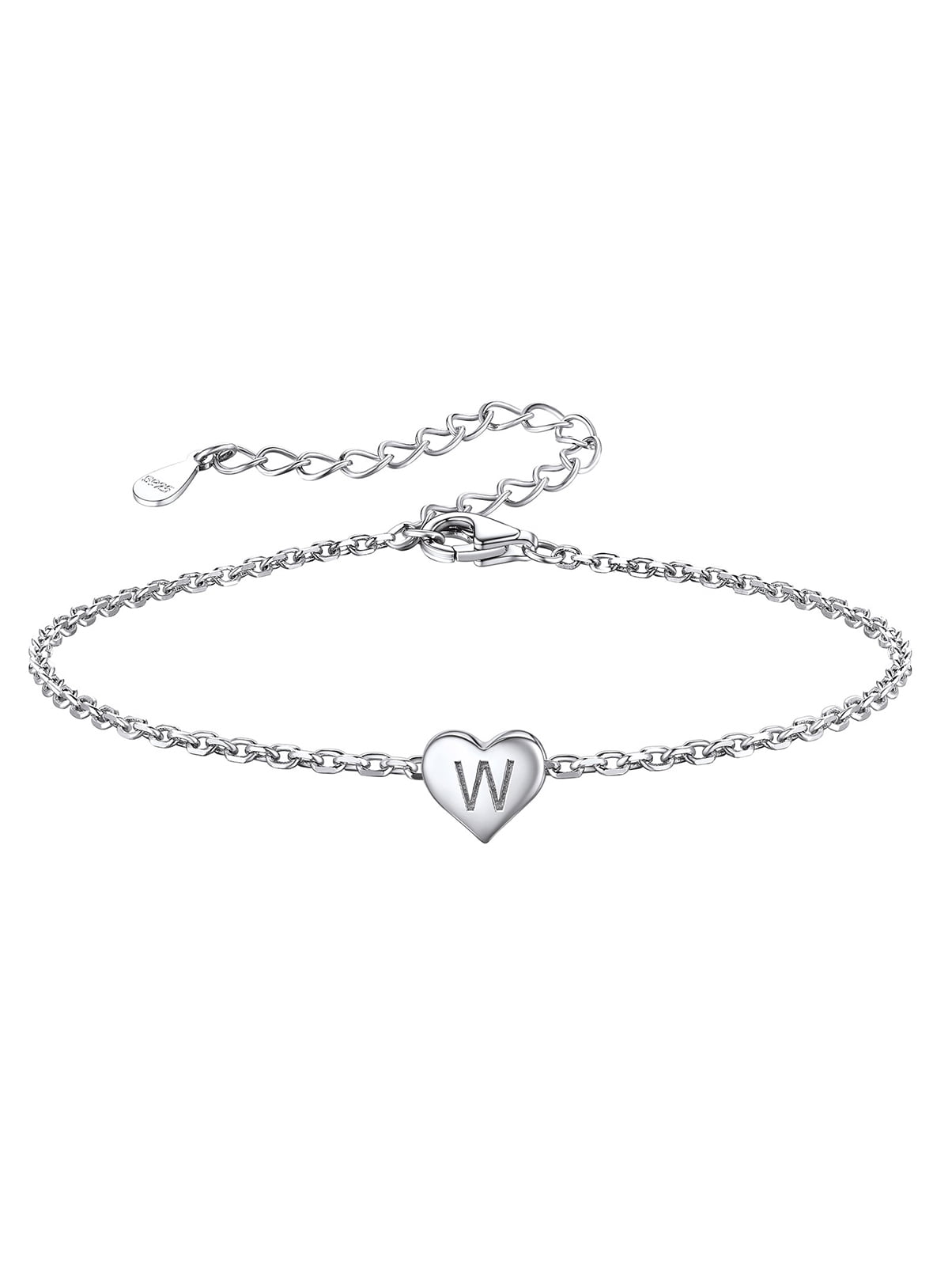 Heart Chain Bracelet 8 in Dainty Charm Bracelet Silver Bracelet for Love Heart Jewelry for Women Mother Teen Girls