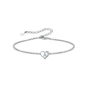 Silvora Initial Heart Bracelet Charms Bracelets 925 Sterling Silver Chain Bracelets for Women - Letter A