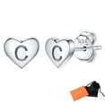 thumbnail image 1 of Silvora Initial Heart Stud Earring for Women Sterling Silver Hypoallergenic Letter C Earrings Charm Mother Daughter Christmas Birthday Jewelry Gift, 1 of 7