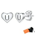 thumbnail image 1 of Silvora Initial Heart Stud Earring for Women Sterling Silver Hypoallergenic Letter U Earrings Charm Mother Daughter Christmas Birthday Jewelry Gift, 1 of 7