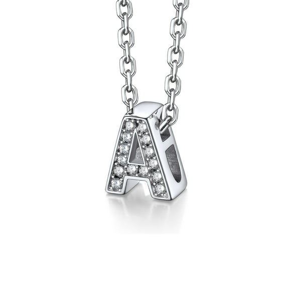 Silvora Women's Cubic Zirconia Initial Necklaces Sterling Silver Pendant Jewelry Gifts, Letter A