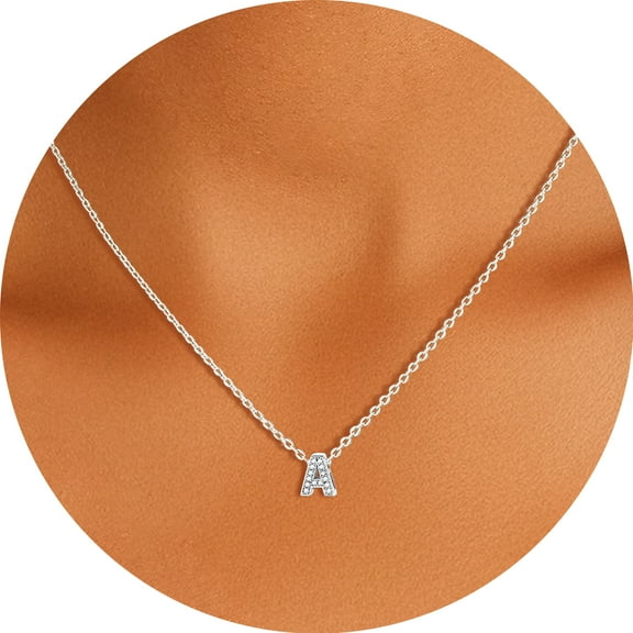Silvora Sterling Silver Letter Initial Pendant Necklace for Women Cubic Zirconia A-Z Alphabet Birthday Christmas Anniversary Jewelry Gift for Her