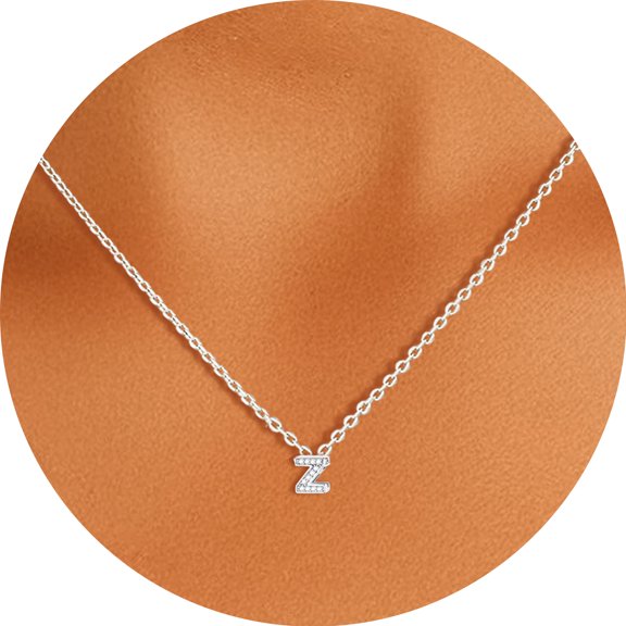 Silvora Sterling Silver Letter Initial Pendant Necklace for Women Cubic Zirconia A-Z Alphabet Birthday Christmas Anniversary Jewelry Gift for Her