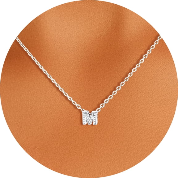 Silvora Sterling Silver Letter Initial Pendant Necklace for Women Cubic Zirconia A-Z Alphabet Birthday Christmas Anniversary Jewelry Gift for Her