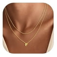 thumbnail image 1 of Silvora 14K Gold Plated Layered Letter Initial Pendant Necklaces for Women Stackable Layer Necklace Delicate Jewelry Birthday Christmas Valentines Gifts for Her, 1 of 8