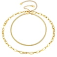 thumbnail image 1 of Silvora Layered Chain Necklaces for Women 14K Gold Plated Elegant Herringbone Paperclip Choker Necklace Stainless Steel Flat Snake Chain Jewelry Gifts for Granddaughter Birthday Mother's Day, 1 of 7