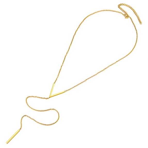 Silvora Long Necklaces for Women Dainty 14K Gold Plated Drop Bar Pendant Y-Necklaces Long Chain Elegant Jewelry Gifts for Mom Wife Valentine's Day