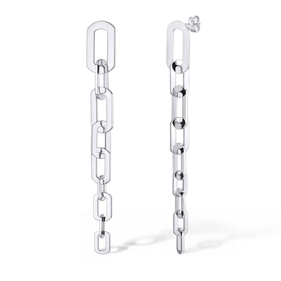 Silvora Paperclip Drop Earrings for Women 14K Gold Plated Hypoallergenic Link Chain Extra Long Dangle Earrings Jewelry Gifts for Granddaughter Sister Christmas