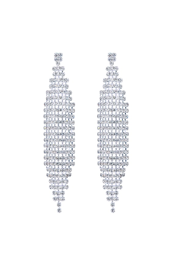 Rhinestone Mesh Tassel Earrings for Women Sparkly Crystal Chandelier Long Fringe Dangle Drop Earrings for Daughter Girlfriend Wife Prom Wedding Evening Party