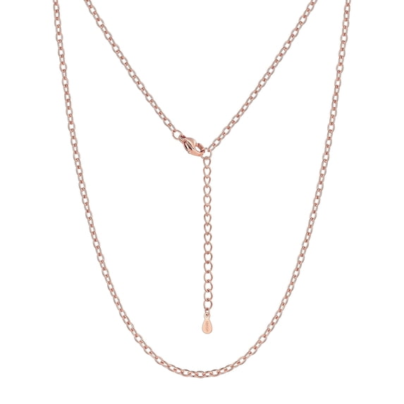 Silvora Rose Gold Plated Chain Necklace for Women Men, 2mm Stainless Steel Necklace for Pendant Gift Jewelry, 18 Inches