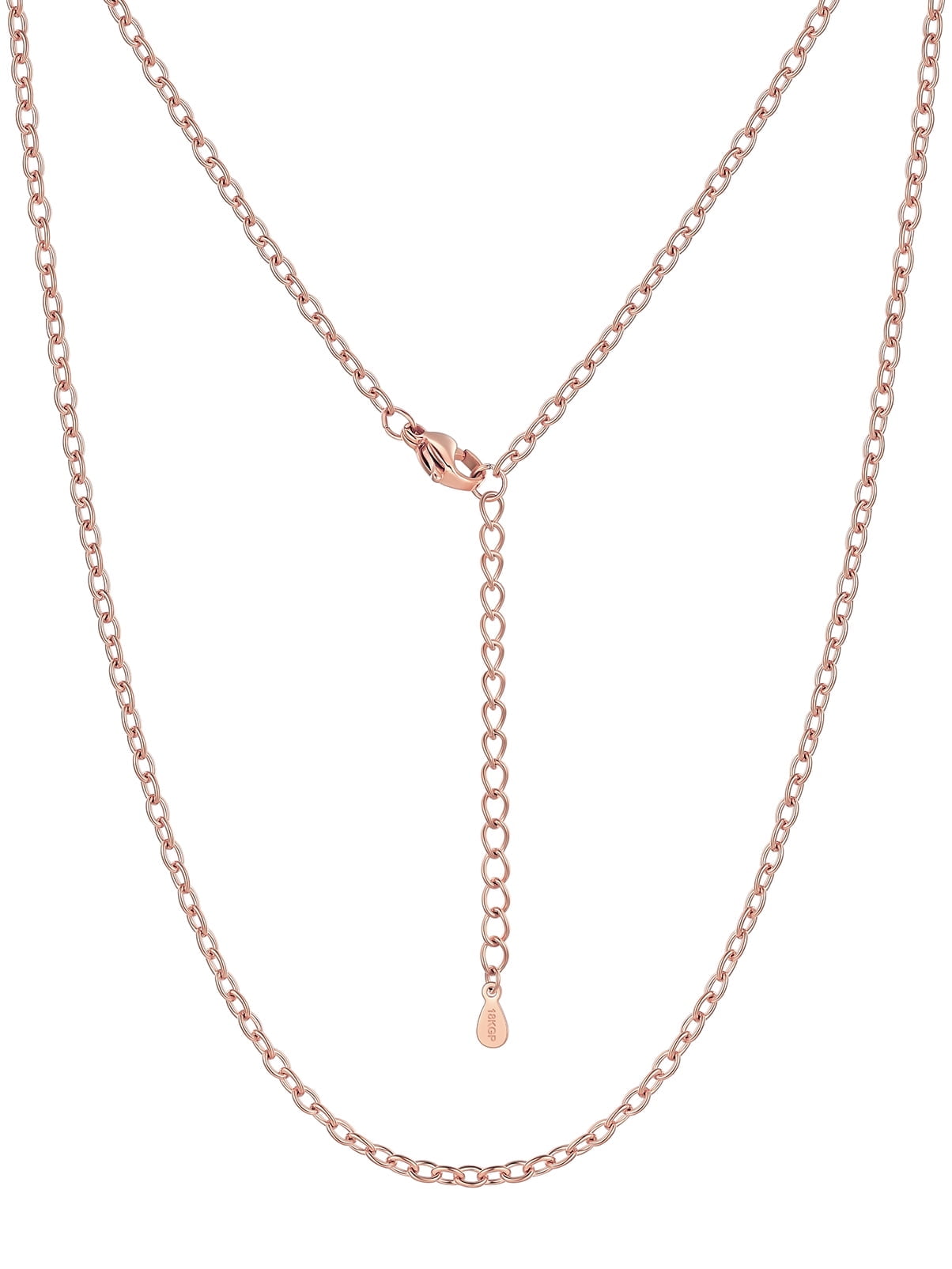 Silvora Rose Gold Plated Chain Necklace for Women Men, 2mm Stainless Steel Necklace for Pendant Gift Jewelry, 20 Inches