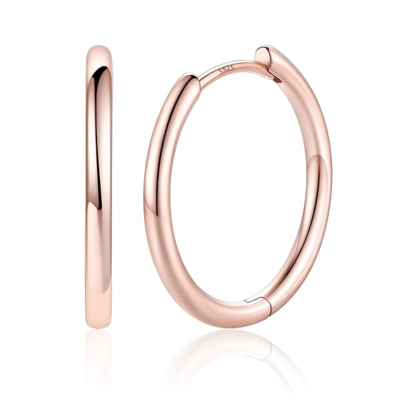 Silvora Rose Gold Plated Huggie Hoop Earrings for Women Small Hoop Earrings, Hypoallergenic Simple Cartilage Earrings Jewelry Gifts for Mom Mothers Day 16mm