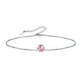 thumbnail image 1 of Silvora Shiny Birthstone Anklets 925 Sterling Silver Anklet Bracelets with Round October Tourmaline Birthday Christmas Jewelry Gift, 1 of 9