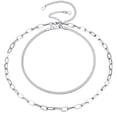 thumbnail image 1 of Silvora Silver Layered Chain Necklaces for Women Minimalist Herringbone Paperclip Choker Necklace Stainless Steel Flat Snake Chain Jewelry Gifts for Daughter Girlfriend Birthday Christmas, 1 of 7