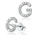 thumbnail image 1 of Silvora Sterling Silver Initial Stud Earrings for Women CZ Simulated Diamond Fashion Alphabet Letter Earring Birthday Christmas Valentines Jewelry Gift, G, 1 of 8