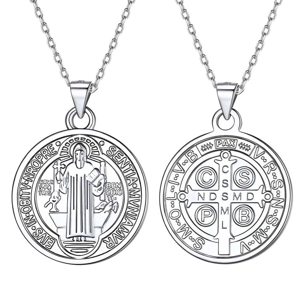 Silvora St Benedict Medal Necklace for Women Men 925 Sterling Silver ...