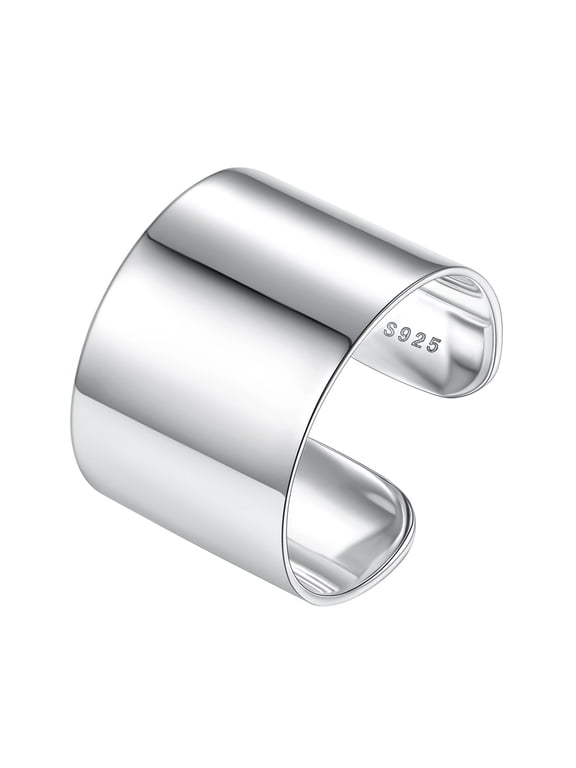 Stackable Open Knuckle Band Ring for Women Men 925 Sterling Silver Full Finger Ring Jewelry (10mm, Glossy)