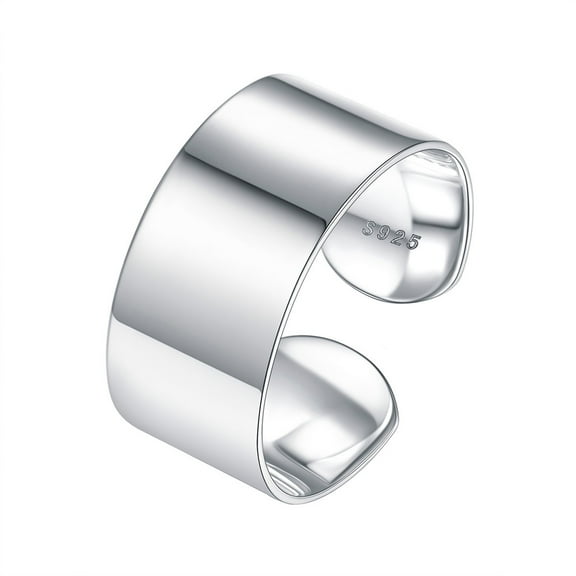 Silvora Stackable Open Knuckle Band Ring for Women Men 925 Sterling Silver Full Finger Ring Jewelry (15mm, Glossy)