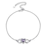 Silvora Sterling Silver Ankle Bracelet Women June Heart Birthstone Infinity Anklets Summer Beach Jewelry Gift for Wife Mother Daughter