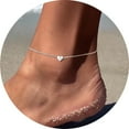 thumbnail image 1 of Silvora 925 Sterling Silver Heart Anklet for Women, Letter D Initial Summer Foot Jewelry, 1 of 8