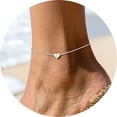 thumbnail image 1 of Silvora Summer Beach Ankle Bracelet for Women Sterling Silver Waterproof Initial Heart Anklet with Letter Q Jewelry, 1 of 9