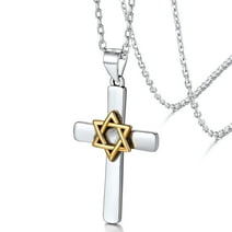 Silvora Sterling Silver Cross Pendant Necklace Jewish Megan Star of David Chain Necklace for Women Men Jewelry Gift