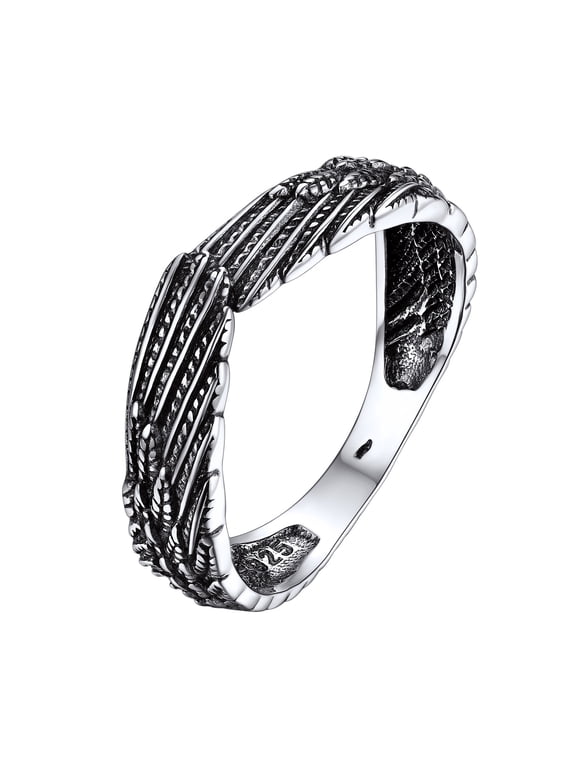 Sterling Silver Ring for Women Men Angel Wing Ring Promise Engagement Wedding Band Jewelry Gift for Mother's Day Christmas Size 8