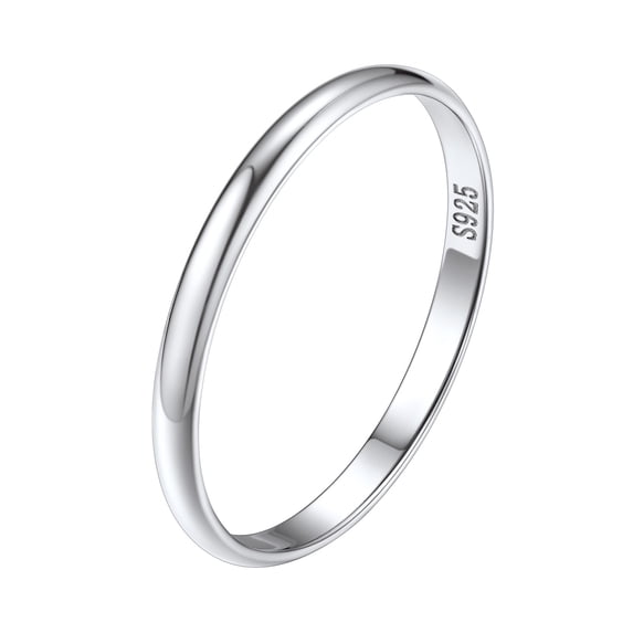 Silvora Sterling Silver Rings for Women Polished Stackable 2mm Width Wedding Valentine Birthday Christmas Jewelry Gift, Size 7