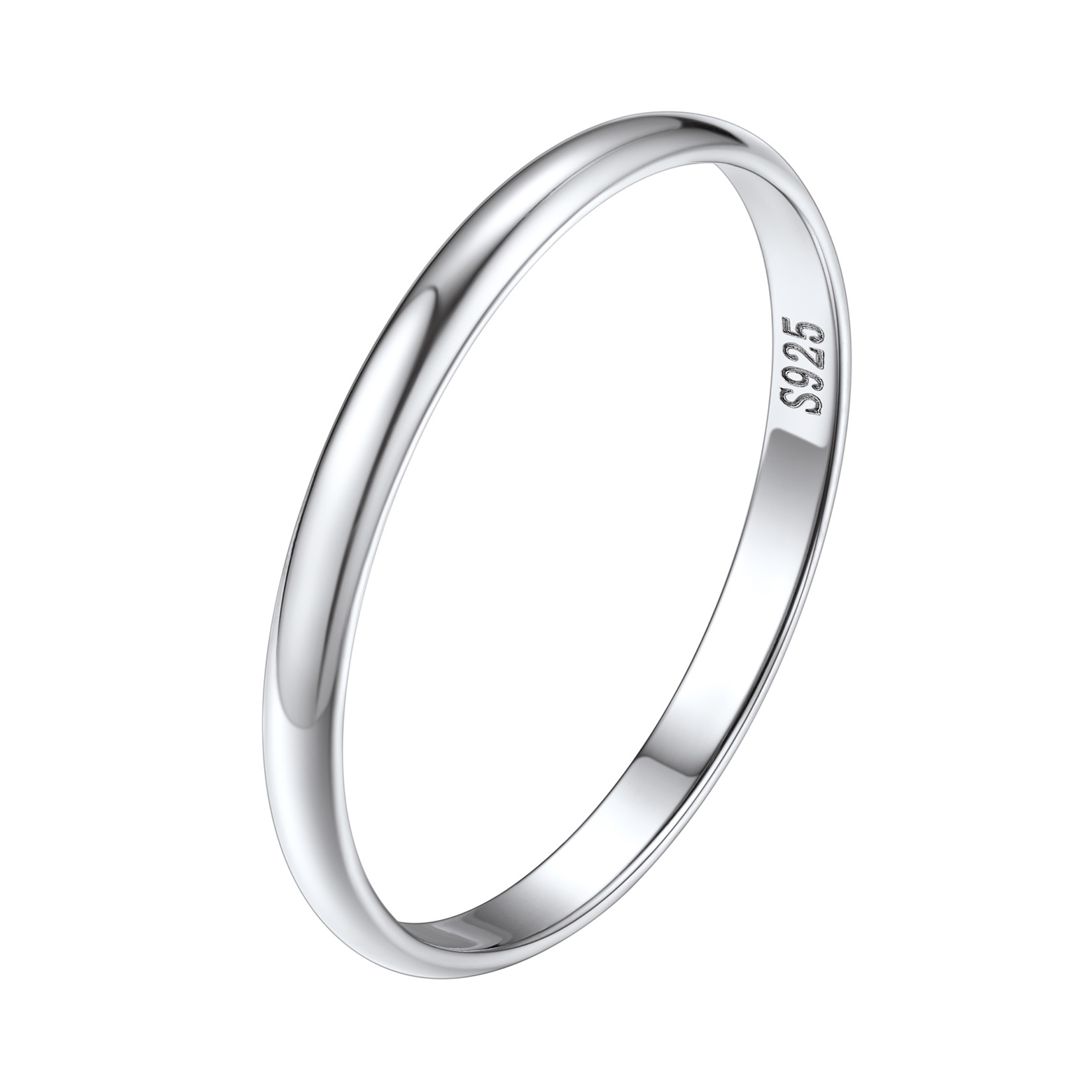 Silvora Sterling Silver Rings for Women Polished Stackable 2mm Width Wedding Valentine Birthday Christmas Jewelry Gift, Size 7