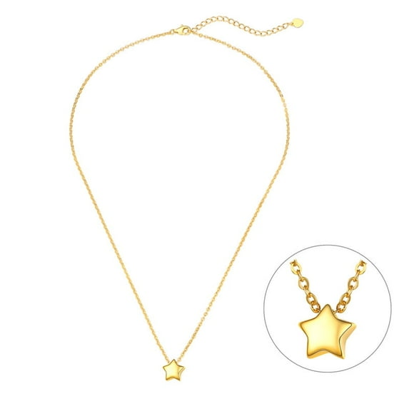 Silvora Tiny Cute Star Pendant Necklace for Women 925 Sterling Silver Jewelry Birthday Anniversary Christmas Valentines Gift, Gold Plated