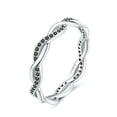 thumbnail image 1 of Silvora Twisted Rope Silver Wedding Bands for Women Black Cubic Zirconia Stackable Ring Jewelry Gift Size 4 for Her Wife Mom, 1 of 9