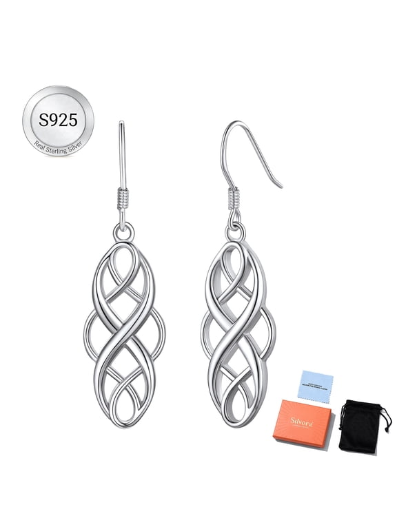 925 Sterling Silver Dangle Earrings for Women Celtic Knot Drop Earrings Hypoallergenic Simple Irish Jewelry Gift for Wife Mom Daughter Girlfriend Mother's Day