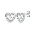 thumbnail image 1 of Silvora S925 Sterling Silver Initial Heart Stud Earrings for Women Cubic Zirconia Alphabet V Dainty Earring Jewelry Birthday Christmas Anniversary Gifts, 1 of 8