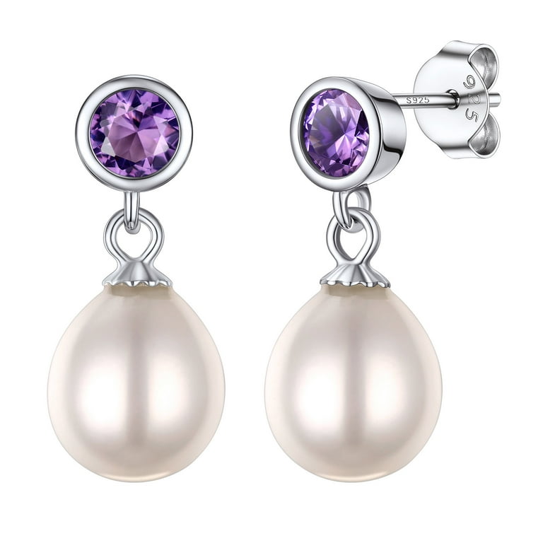Sterling Silver CZ and Synthetic Pearl Cat Post Earrings Sterling Silver CZ and Synthetic Pearl Cat Post Earrings