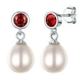 thumbnail image 1 of Silvora Freshwater Cultured Pearl Earrings for Women Sterling Silver Stud Earrings with January Birthstone for Sensitive Ears, 1 of 8