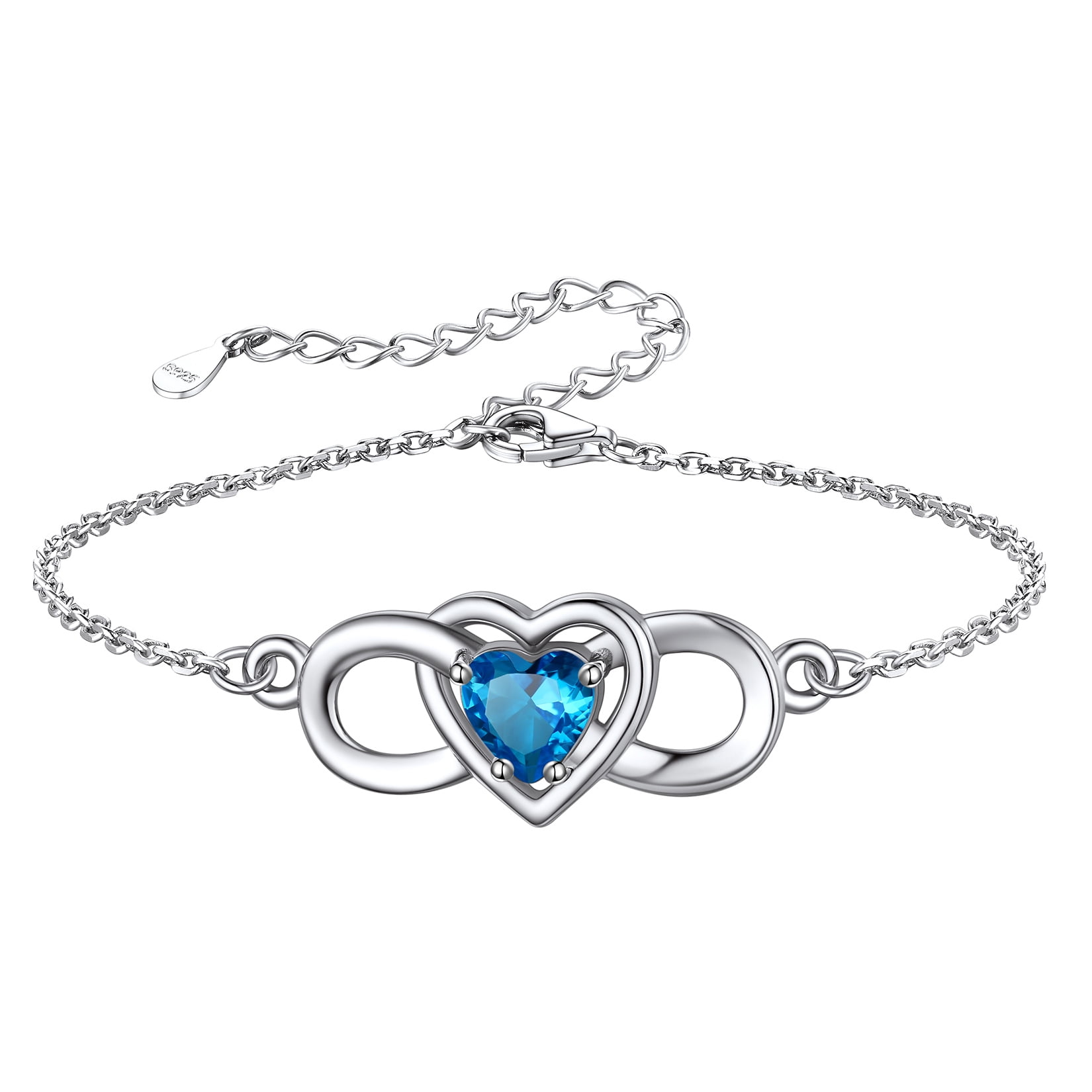 Silvora Women Heart Infinity Bracelet Synthetic Sapphire