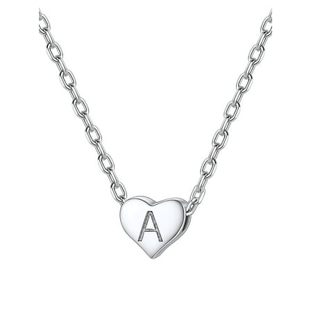 Silvora Initial Necklaces for Women S925 Sterling Silver Letter A Charm Pendant Necklace Birthday Christmas Wedding Valentines Jewelry Gifts for Her
