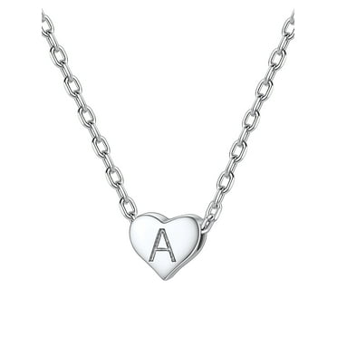 Silvora Women Heart Initial Necklace 925 Sterling Silver Letter A Pendant Choker Alphabet Jewelry for Wife Mom Daughter with Gift Box